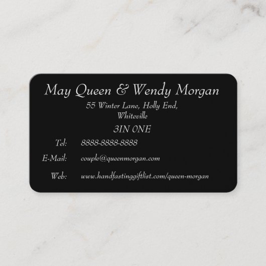 Doppelgöttin lesbische Handfasting Kontakt-Karte Telefonnummerkarte (Vorderseite)