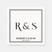 Doppelgrenzenlose einfache moderne Monogramm-Hochz Serviette (Vorderseite)