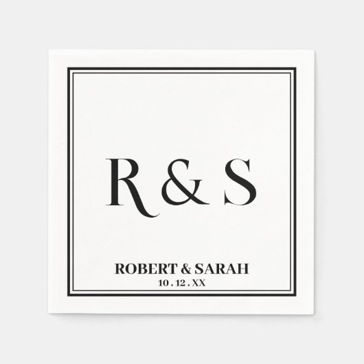 Doppelgrenzenlose einfache moderne Monogramm-Hochz Serviette (Vorderseite)