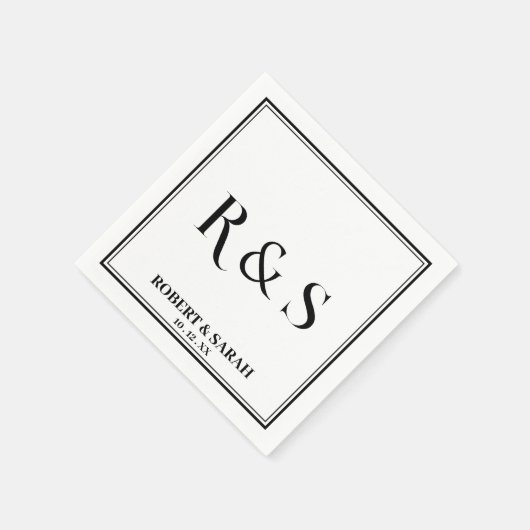 Doppelgrenzenlose einfache moderne Monogramm-Hochz Serviette (Ecke)