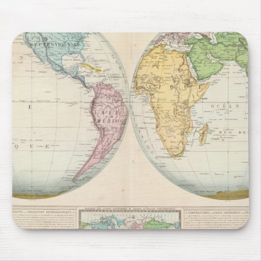 Doppelhalbkugel-Karte des Klimas Mousepad (Vorne)