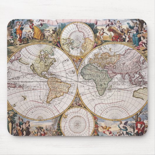 Doppelhalbkugel Polar Karte Mousepad (Vorne)
