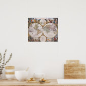 Doppelhalbkugel Polar Karte Poster (Küche)