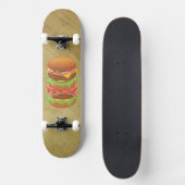 Doppelhamburger mit Käse und Speck Skateboard (Vorderseite)