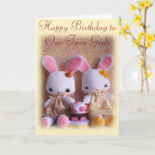 Doppelhäschen mit Kuchen-alles- Gute zum Karte (Gelbe Blume)