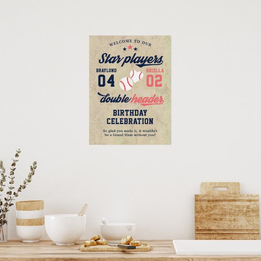 Doppelheader für zwei oder vier Geschwistern Poster (Küche)