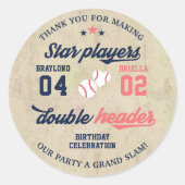 Doppelheader für zwei oder vier Geschwistern Runder Aufkleber (Vorderseite)