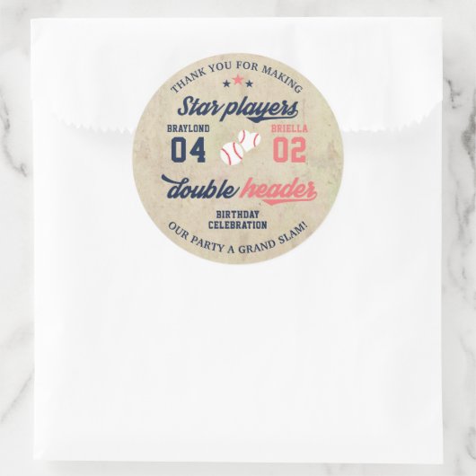 Doppelheader für zwei oder vier Geschwistern Runder Aufkleber (Tasche)