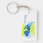 Doppelherzen Blau und Gelb Schlüsselanhänger (Vorderseite)