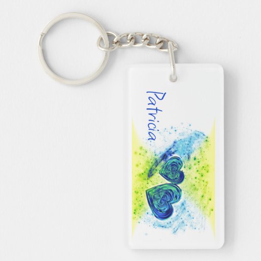 Doppelherzen Blau und Gelb Schlüsselanhänger (Vorderseite)