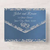 Doppelherzen und Glitzer - Blau All In One Einladung (Rückseite)