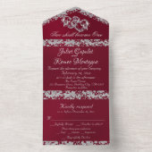 Doppelherzen und Glitzer - Burgund All In One Einladung (Innen Boden)