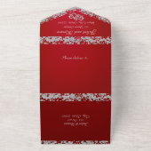 Doppelherzen und Glitzer - Crimson Red All In One Einladung (Außenbereich)