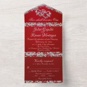 Doppelherzen und Glitzer - Crimson Red All In One Einladung (Innen Boden)