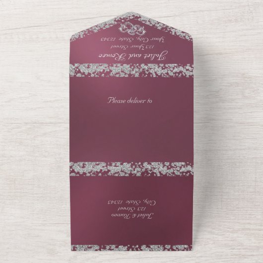 Doppelherzen und Glitzer - Lavendel All In One Einladung (Außenbereich)