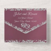 Doppelherzen und Glitzer - Lavendel All In One Einladung (Rückseite)