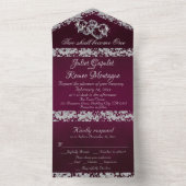 Doppelherzen und Glitzer - Lila All In One Einladung (Innen Boden)