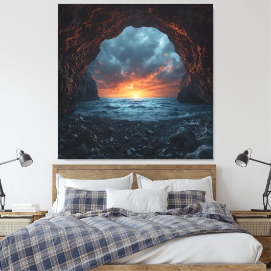 Doppelhütte - Horizont durch Stein Leinwanddruck (Insitu (Schlafzimmer))