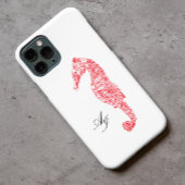 Doppelinitialen rotes Küstenwasserfarben-Seepferd Case-Mate iPhone Hülle