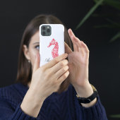 Doppelinitialen rotes Küstenwasserfarben-Seepferd Case-Mate iPhone Hülle