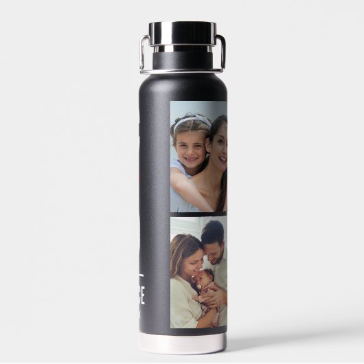 Doppelinitials | Schwarzer Minimalwert für Monogra Trinkflasche (Rückseite)