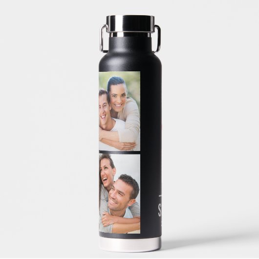 Doppelinitials | Schwarzer Minimalwert für Monogra Trinkflasche (Vorne)