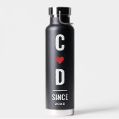 Doppelinitials | Schwarzer Minimalwert für Monogra Trinkflasche (Links)