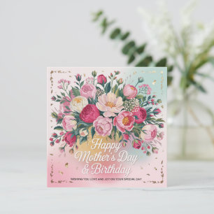 Doppeljubiläum Geburtstag & Muttertag Feiertagskarte