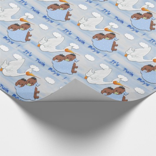 Doppeljungen - Babyparty-Packpapier des Storch-B Geschenkpapier (Ecke)