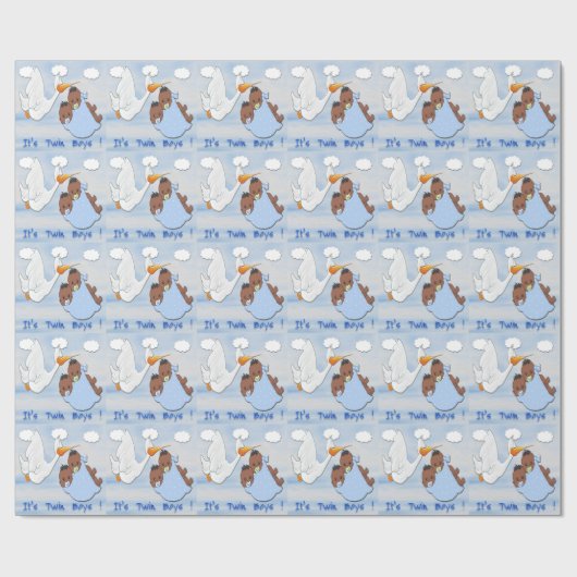 Doppeljungen - Babyparty-Packpapier des Storch-B Geschenkpapier (Flach)