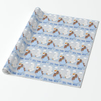 Doppeljungen - Babyparty-Packpapier des Storch-B