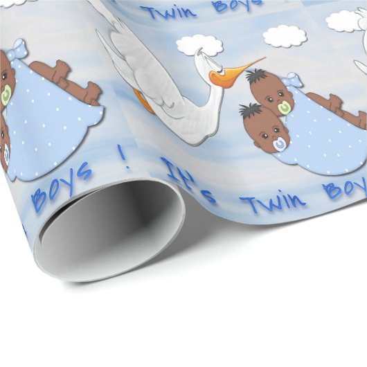 Doppeljungen - Babyparty-Packpapier des Storch-B Geschenkpapier (Rolleneckpunkt)