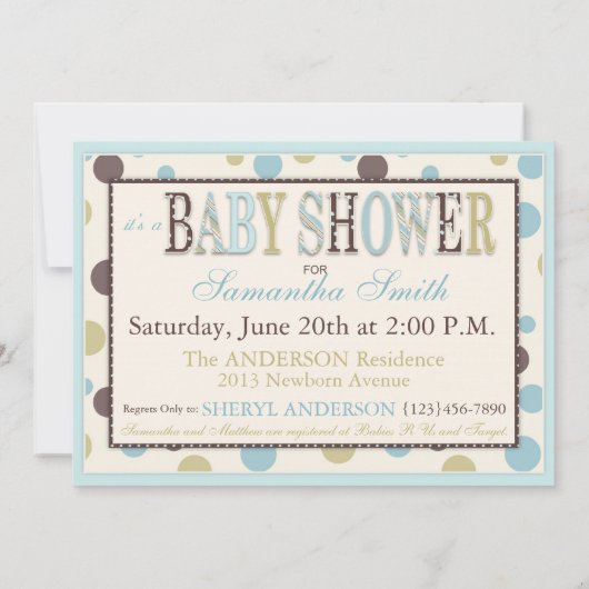 DOPPELjungen blauer Salbei Brown punktiert Einladung (Rückseite)