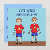 Doppeljungen-Geburtstags-Einladung Einladung (Vorne/Hinten)