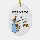 Doppeljungen-Mama-Storch-Geschenke Keramikornament (Rechts)