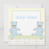 Doppeljungen-Teddybär-Babyparty-Einladung Einladung (Rückseite)