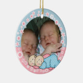 Doppeljungen-und Mädchen-1. Weihnachtsverzierung Keramikornament (Rechts)