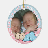 Doppeljungen-und Mädchen-1. Weihnachtsverzierung Keramikornament (Links)