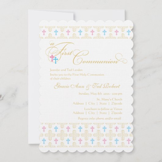 Doppeljungen-und Mädchen-erste Einladung (Vorderseite)