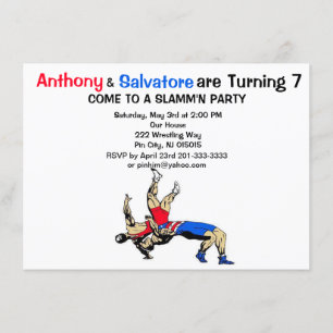 Doppeljungen-Wrestling-Geburtstags-Einladung Einladung