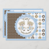 Doppeljungenteddy-Bärn-Krawatten-Baby-Dusche Einladung (Vorne/Hinten)