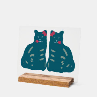 Doppelkatzen-Acryltischdekoration Acrylschild
