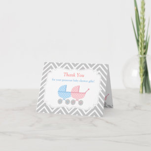 Doppelkinderwagen Baby Shower Dankeschön-Karte Dankeskarte