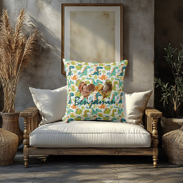 Doppelkissen mit Herz & Kawaii Dinosaurier aus Fot Kissen