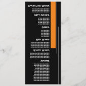 Doppelklassische Blockfarbe, Restaurant Slimline Menükarte (Rückseite)