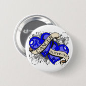 Doppelkrebsüberlebung mit zwei Herz Button (Vorne & Hinten)