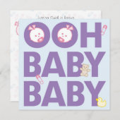 Doppelmädchen-Babyparty Einladung (Vorne/Hinten)