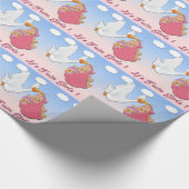 Doppelmädchen-Blondine - Storch-Babyparty, die Geschenkpapier (Ecke)