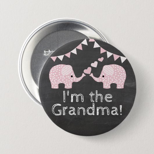 Doppelmädchen-Elefant-Babyparty | bin ich die Button (Vorne & Hinten)