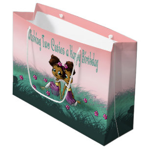 "Doppelmädchen-Geburtstags-Geschenk-Tasche groß  Große Geschenktüte